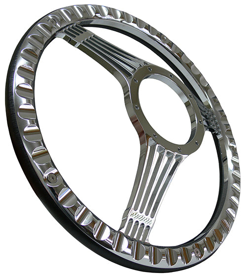 Billet 3 Slot GT Style Steering Wheel Chrome with Black Grip Billet 3 Slot GT Style Steering Wheel Chrome with Black Grip