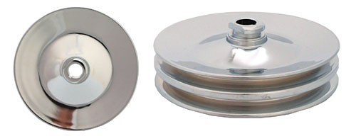 Power Steering Pump Pulley, 2 Groove Bolt On Saginaw Type, Chrome Power Steering Pump Pulley, 2 Groove Bolt On Saginaw Type, Chrome