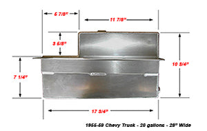 1955-59 Chevy Truck 19 Gallon Aluminum Fuel Tank Combo Kit, Side Fill view 2