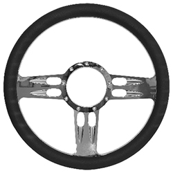 Billet "T" Bar Style Steering Wheel Chrome with Black Grip